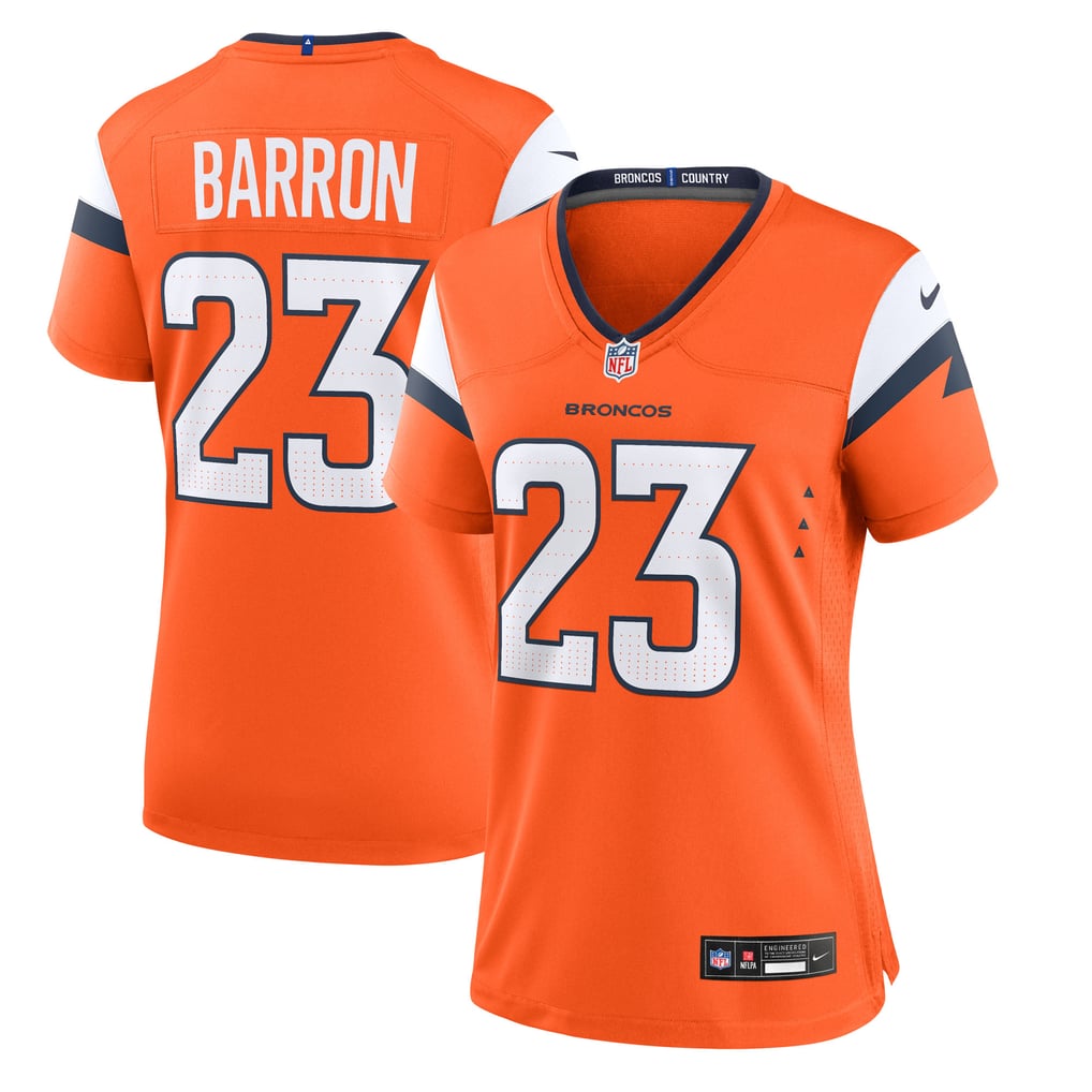 Women's Denver Broncos Jahdae Barron Orange Team Game Jersey