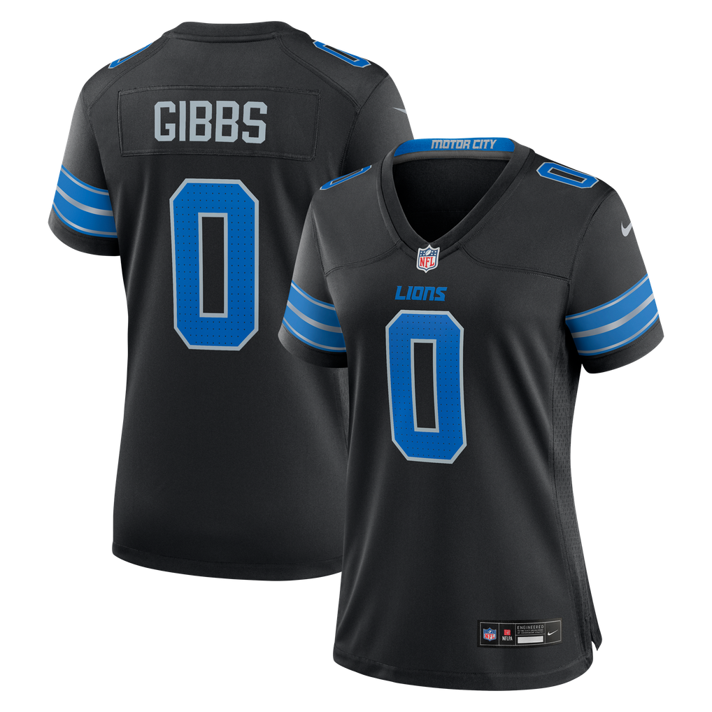 Women's Detroit Lions Jahmyr Gibbs Black 2nd Alternate Game Player Jersey