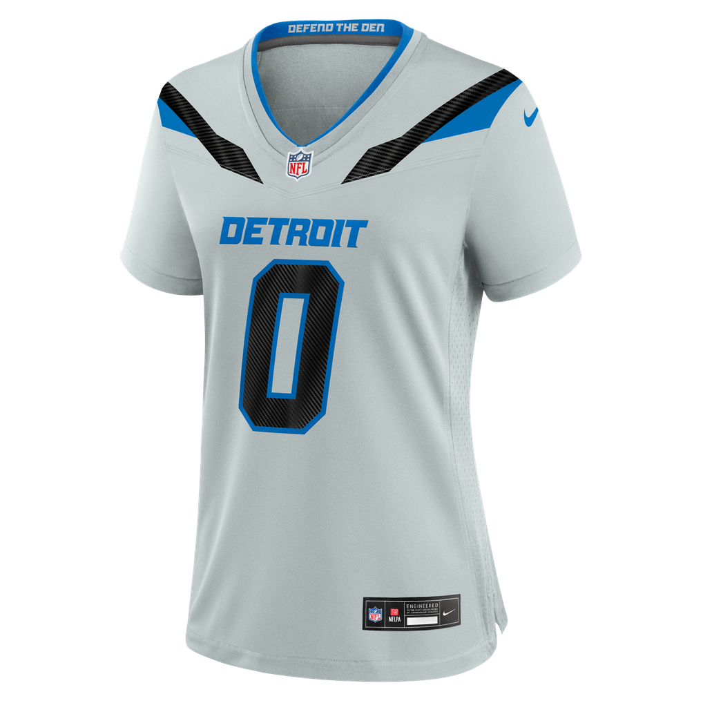 Women's Detroit Lions Jahmyr Gibbs Silver 2026 Rivalries Collection Game Jersey