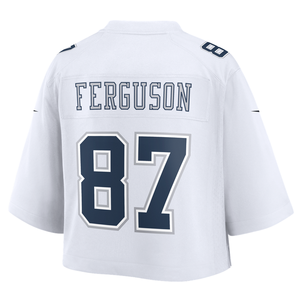 Women's Dallas Cowboys Jake Ferguson White Cropped Fashion Game Jersey