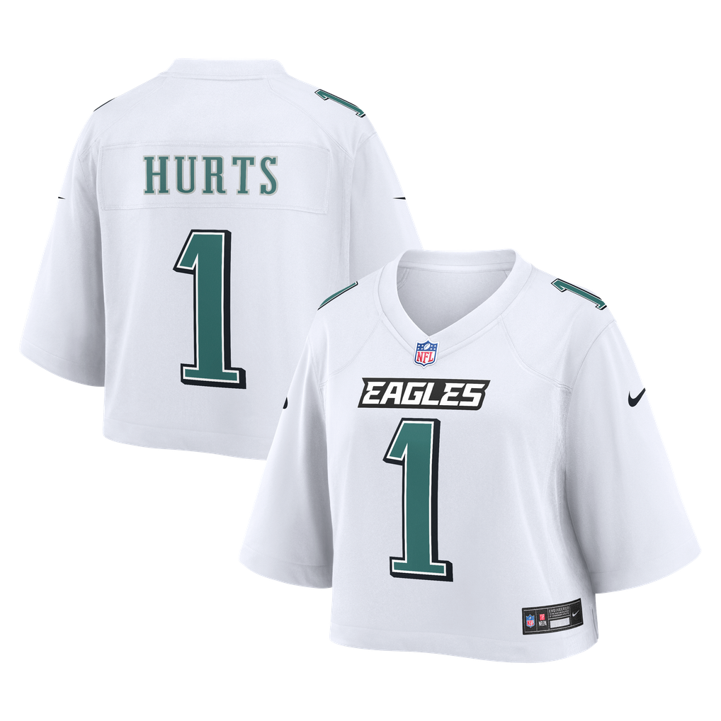 Women's Philadelphia Eagles Jalen Hurts White Cropped Fashion Game Jersey