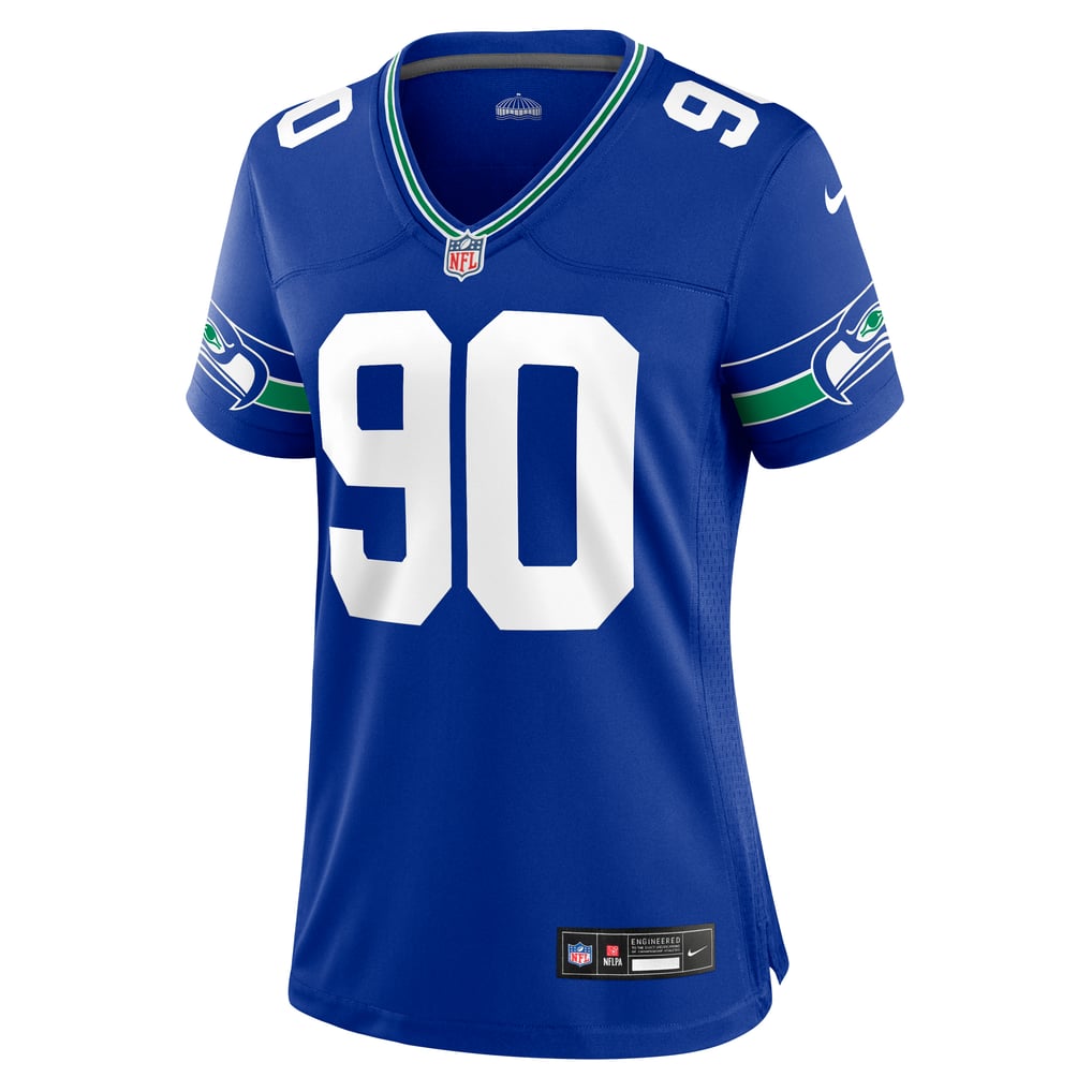 Women's Seattle Seahawks Jarran Reed Royal Throwback Player Game Jersey