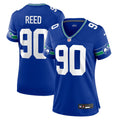 Women's Seattle Seahawks Jarran Reed Royal Throwback Player Game Jersey