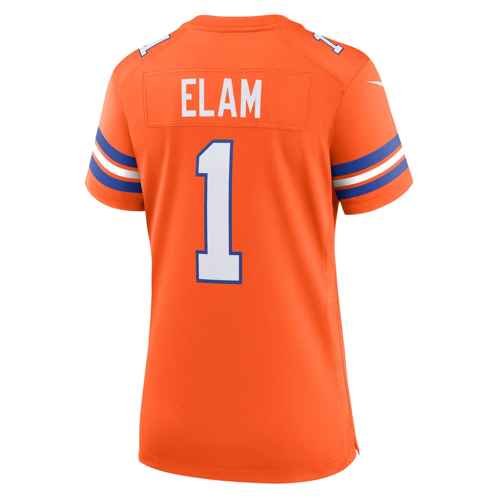 Women's Denver Broncos Jason Elam Orange Mile High Collection 1977 Throwback Retired Player Game Jersey