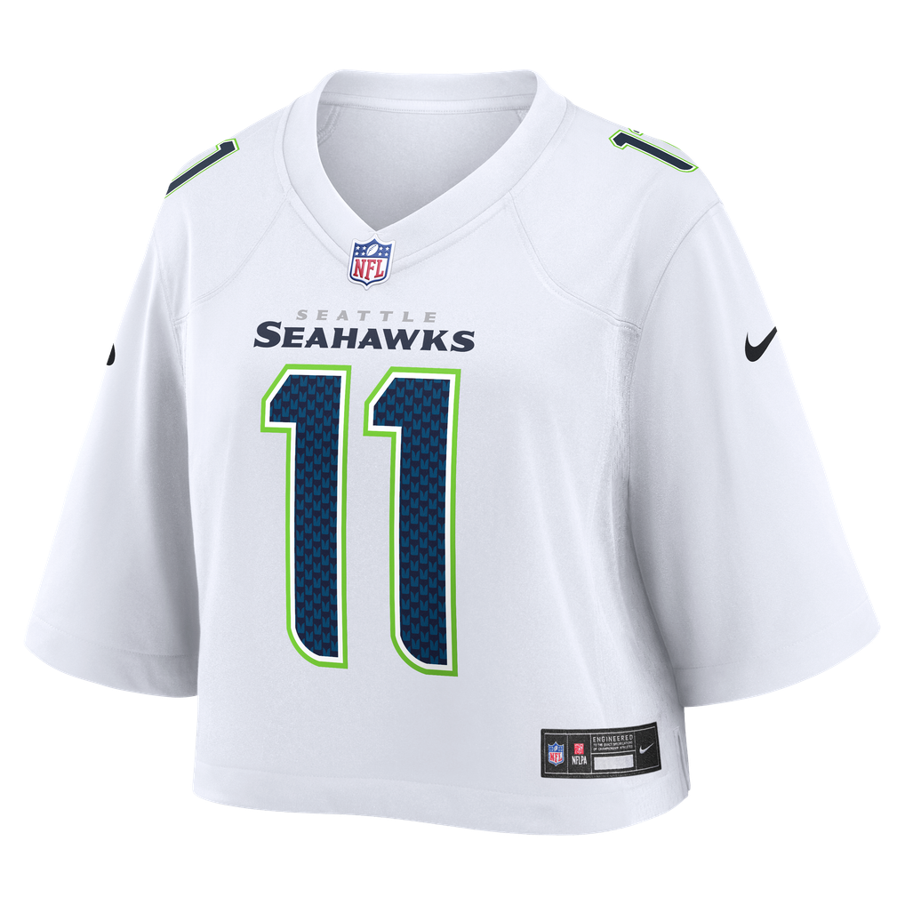 Women's Seattle Seahawks Jaxon Smith-Njigba White Cropped Fashion Game Jersey