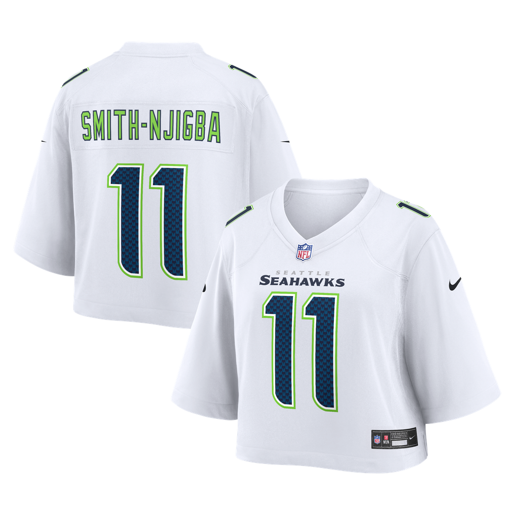 Women's Seattle Seahawks Jaxon Smith-Njigba White Cropped Fashion Game Jersey