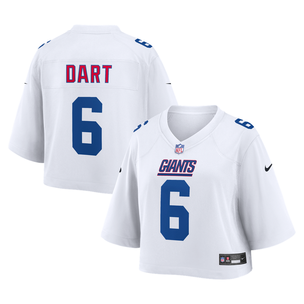 Women's New York Giants Jaxson Dart White Cropped Fashion Game Jersey