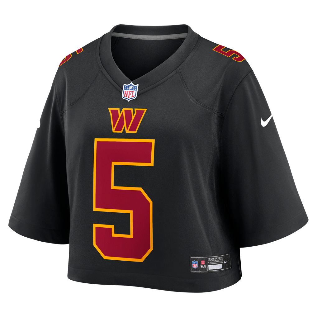 Women's Washington Commanders Jayden Daniels Black Cropped Fashion Game Jersey