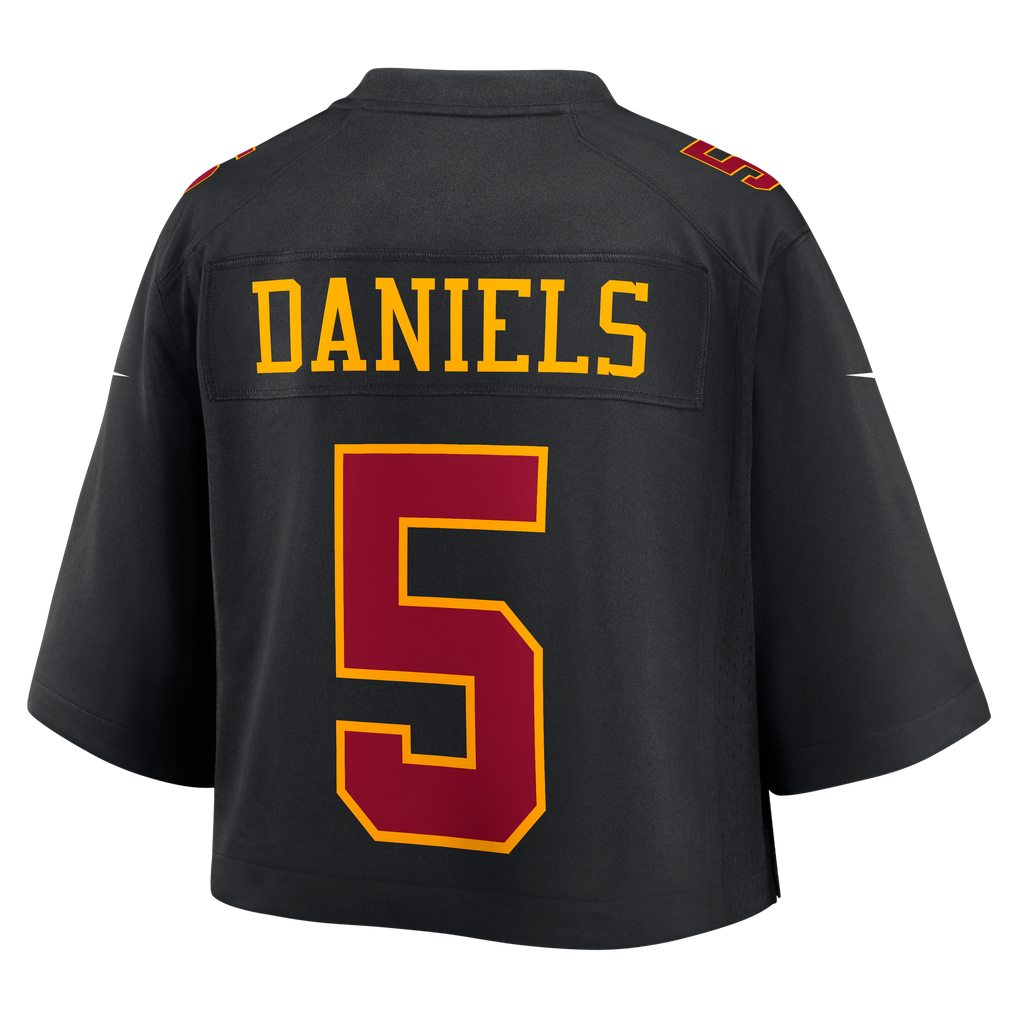 Women's Washington Commanders Jayden Daniels Black Cropped Fashion Game Jersey