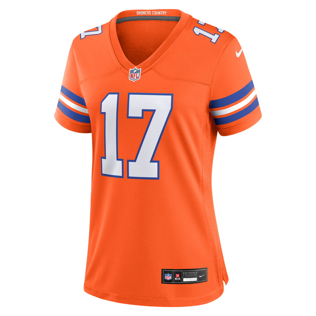 Women's Denver Broncos Jaylen Waddle Orange Mile High Collection 1977 Throwback Game Jersey