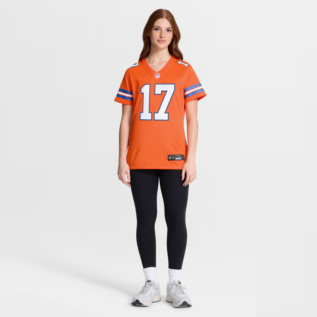 Women's Denver Broncos Jaylen Waddle Orange Mile High Collection 1977 Throwback Game Jersey