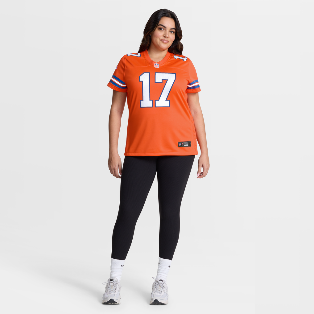 Women's Denver Broncos Jaylen Waddle Orange Mile High Collection 1977 Throwback Game Jersey