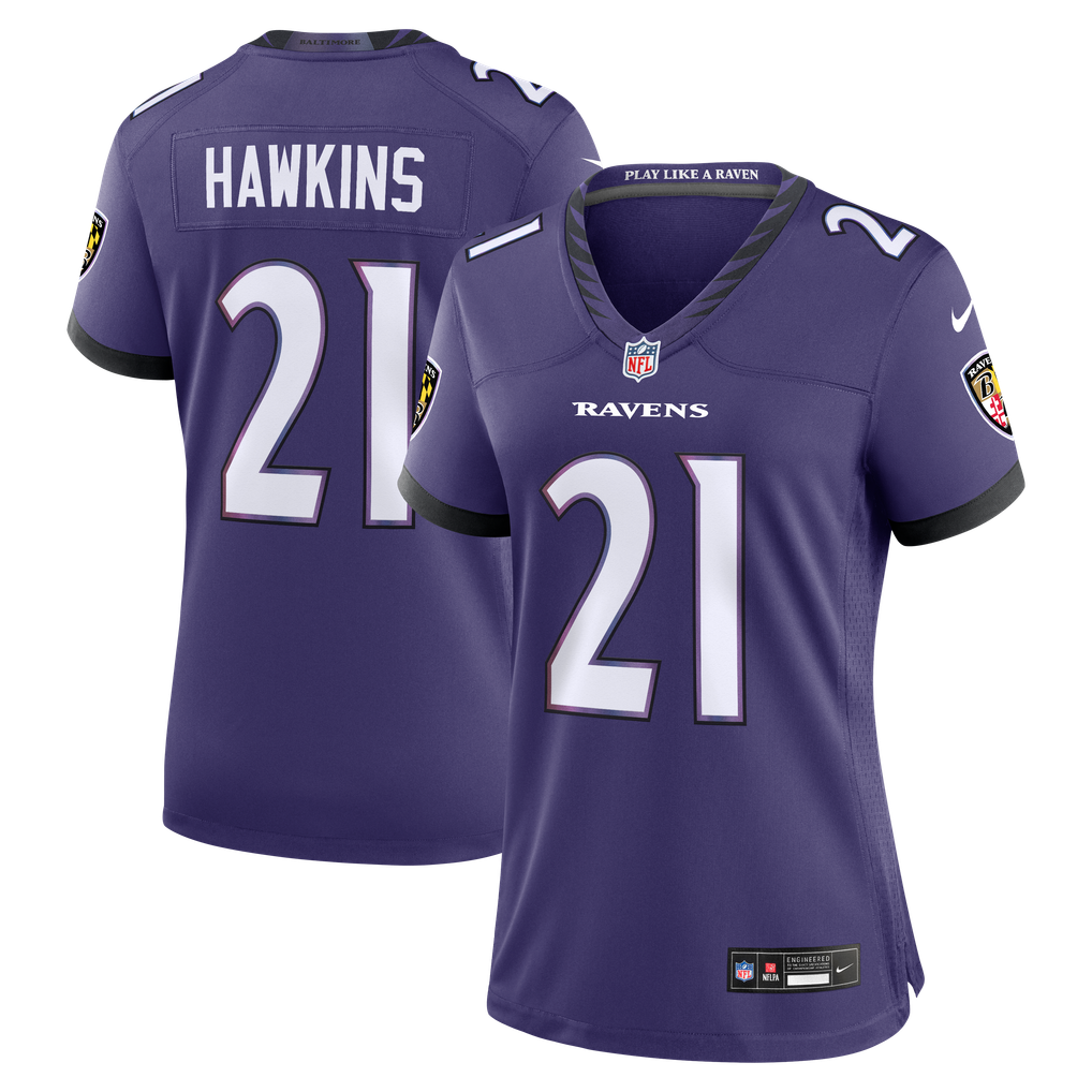 Women's Baltimore Ravens Jaylinn Hawkins Purple Team Game Jersey