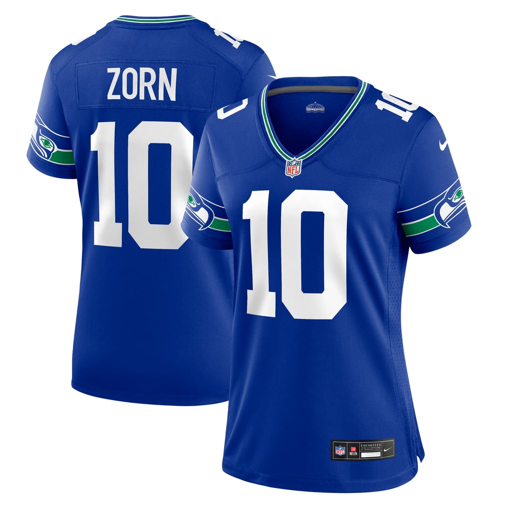 Women's Seattle Seahawks Jim Zorn Royal Throwback Retired Player Game Jersey