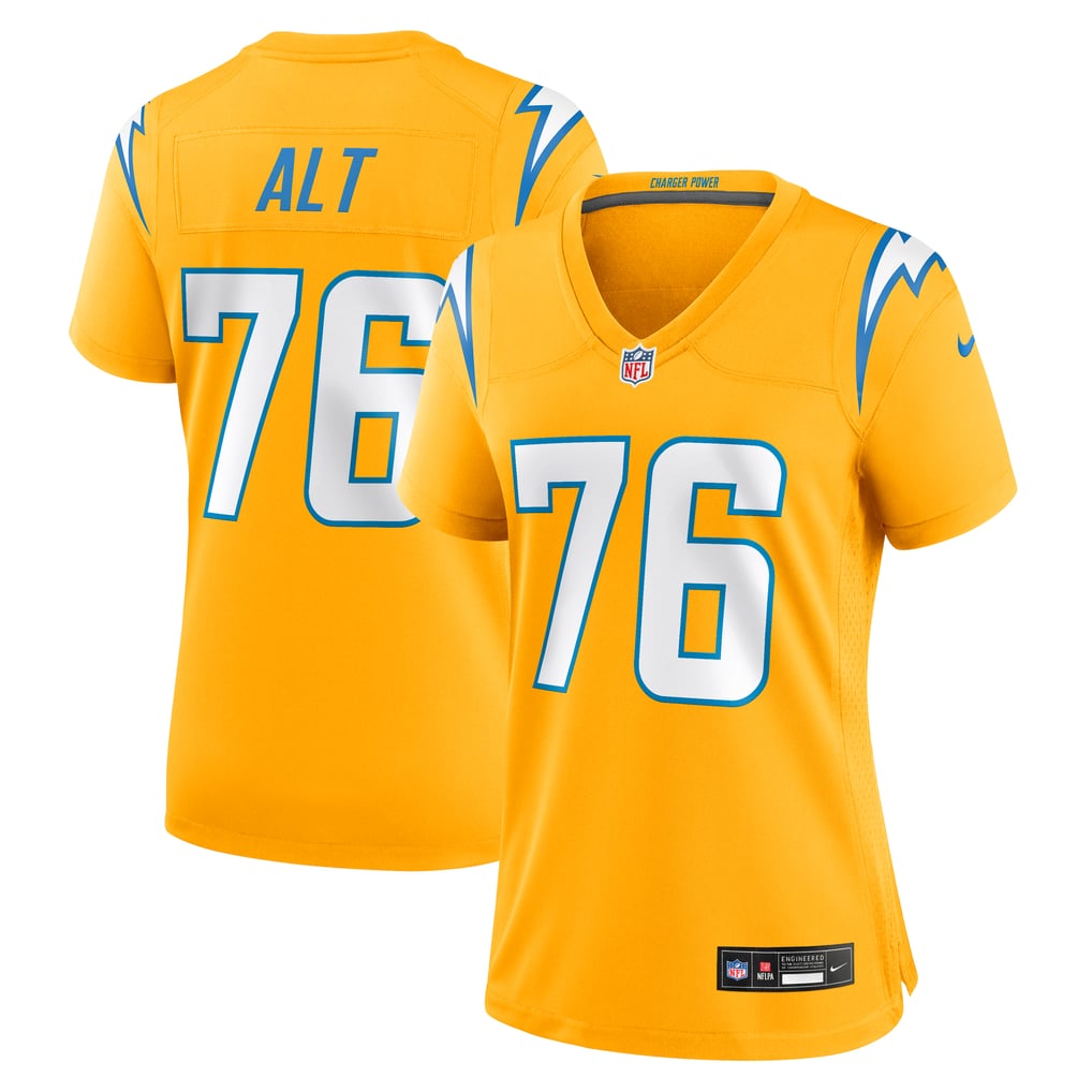 Women's Los Angeles Chargers Joe Alt Gold Alternate Charger Power Game Jersey