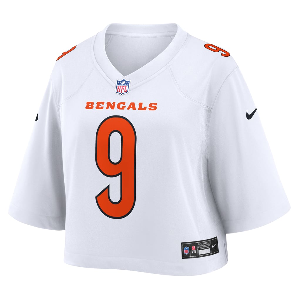 Women's Cincinnati Bengals Joe Burrow White Cropped Fashion Game Jersey