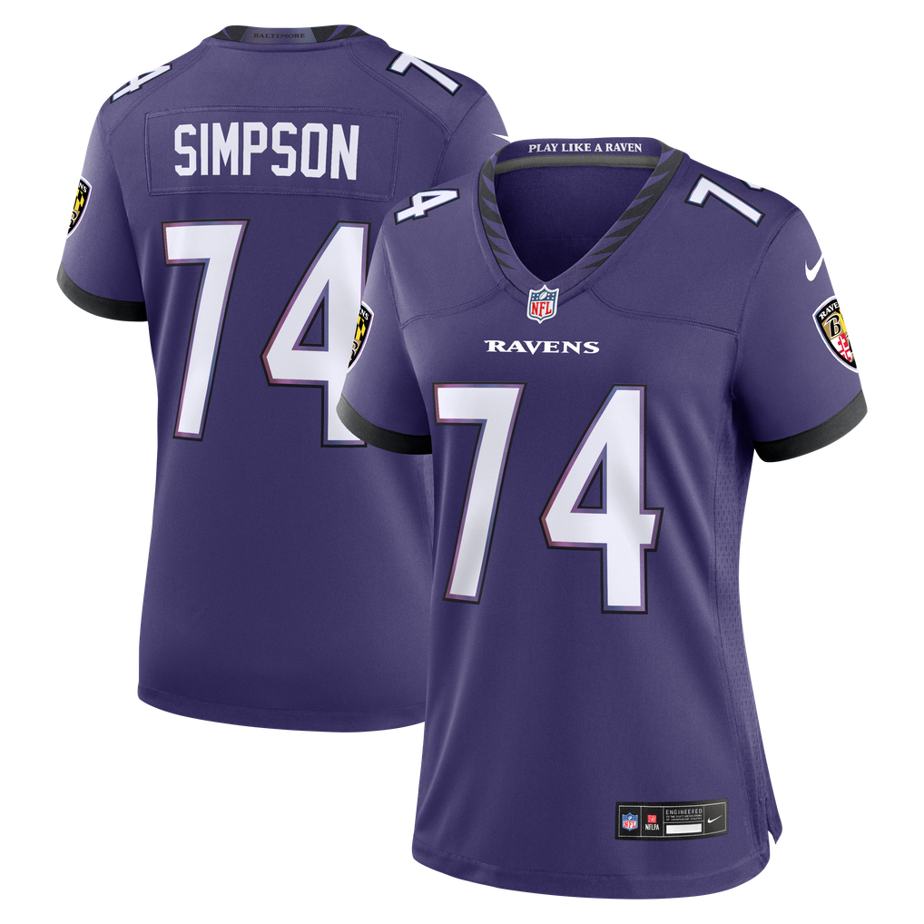 Women's Baltimore Ravens John Simpson Purple Team Game Jersey