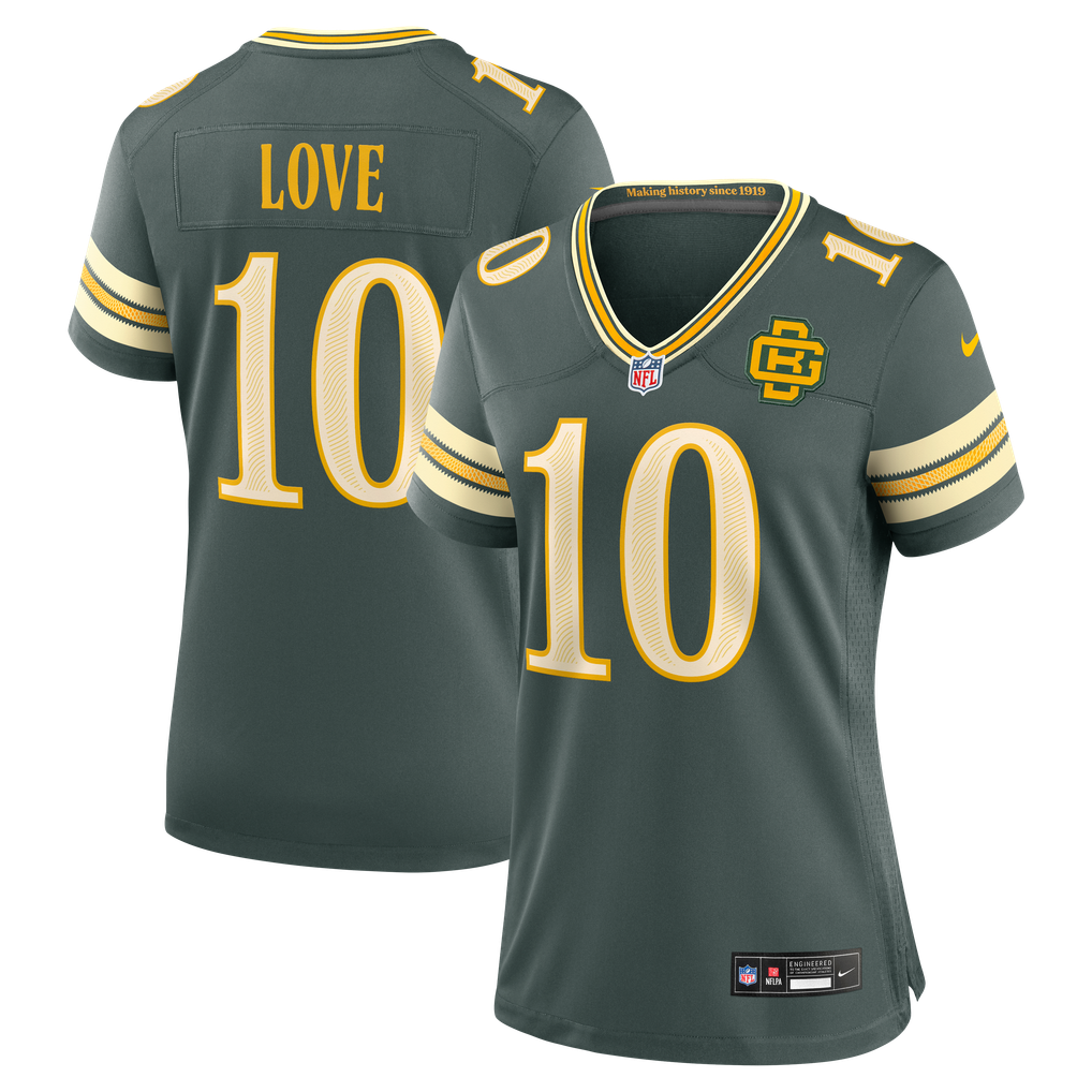 Women's Green Bay Packers Jordan Love Green 2026 Rivalries Collection Game Jersey