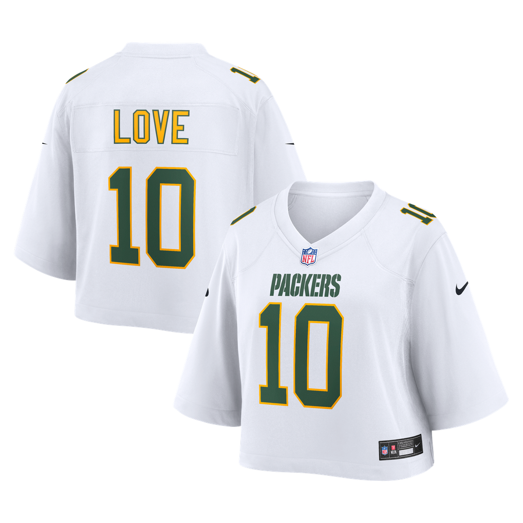 Women's Green Bay Packers Jordan Love White Cropped Fashion Game Jersey