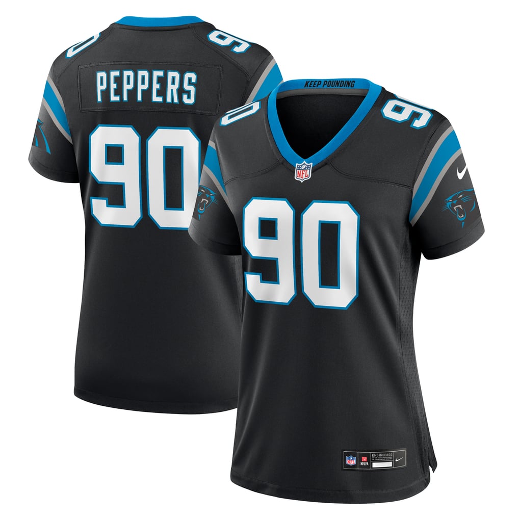 Women's Carolina Panthers Julius Peppers Black Retired Player Game Jersey