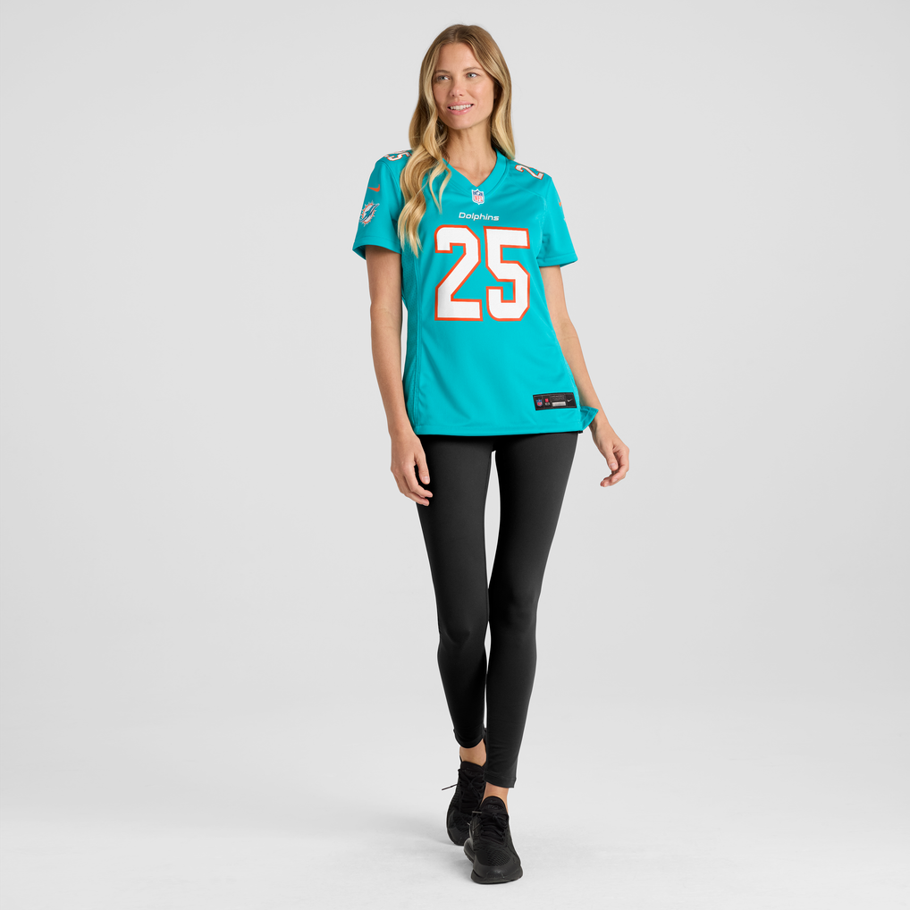 Women's Miami Dolphins Julius Wood Aqua Team Game Jersey