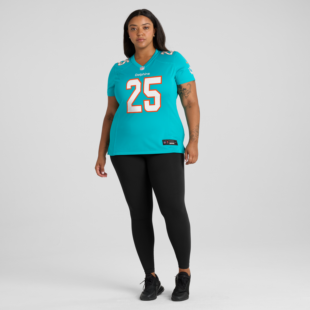 Women's Miami Dolphins Julius Wood Aqua Team Game Jersey