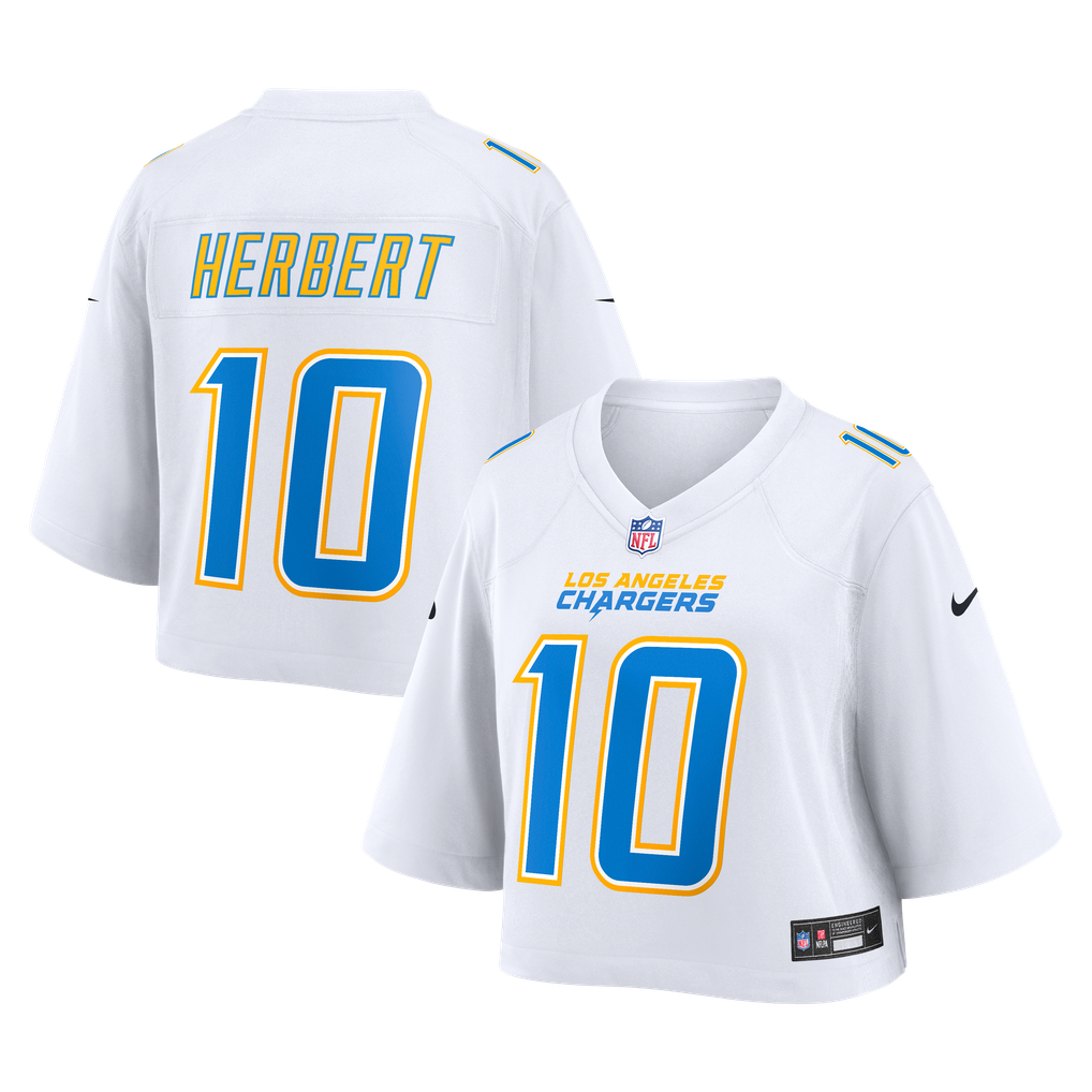 Women's Los Angeles Chargers Justin Herbert White Cropped Fashion Game Jersey
