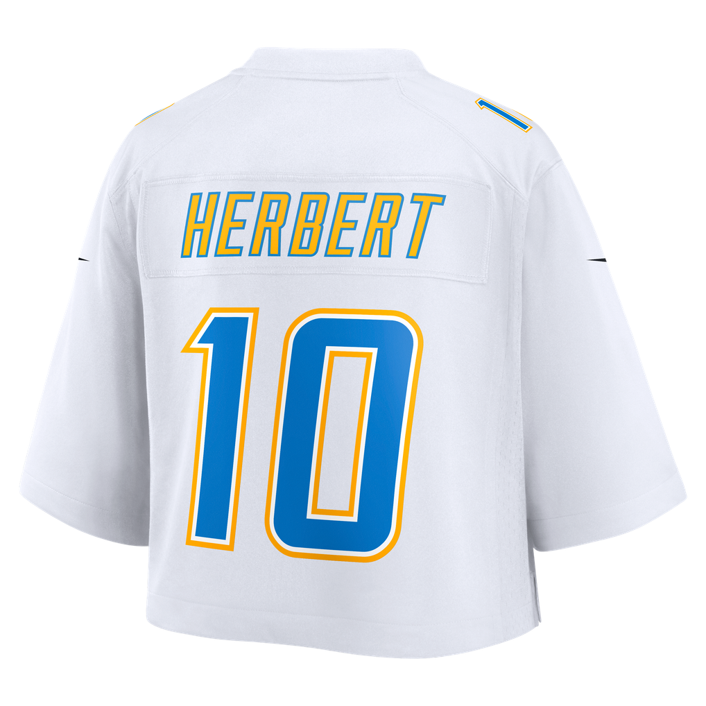 Women's Los Angeles Chargers Justin Herbert White Cropped Fashion Game Jersey