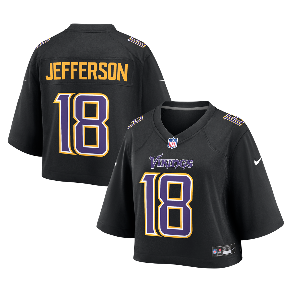 Women's Minnesota Vikings Justin Jefferson Black Cropped Fashion Game Jersey