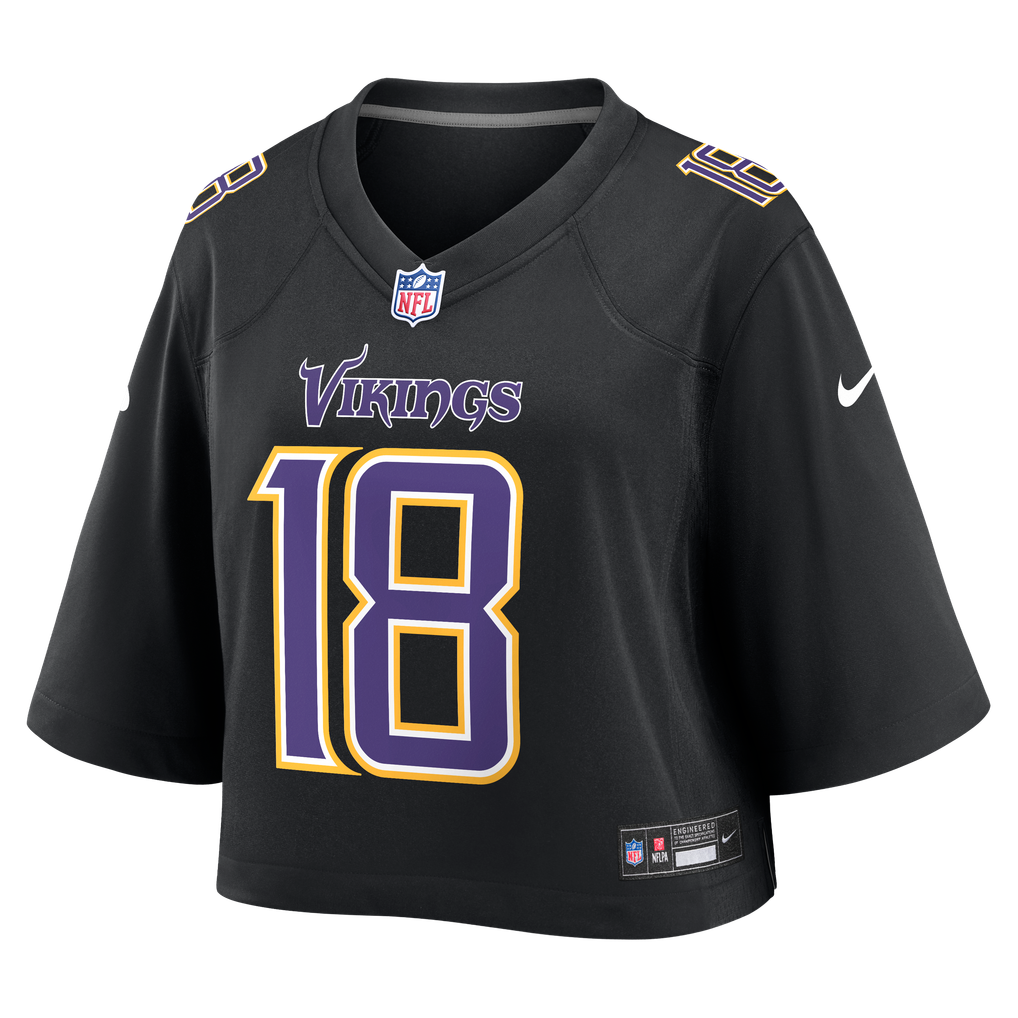 Women's Minnesota Vikings Justin Jefferson Black Cropped Fashion Game Jersey