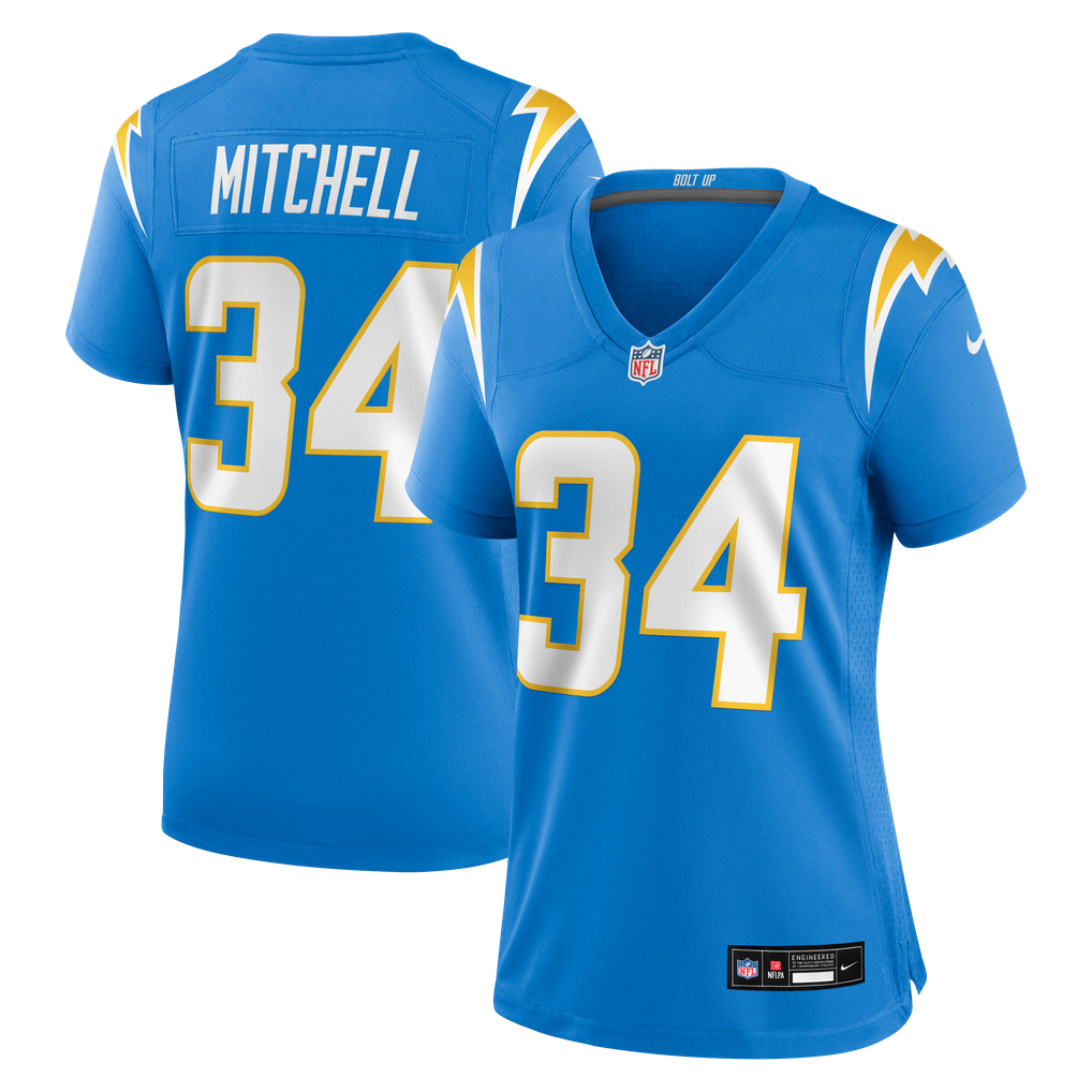 Women's Los Angeles Chargers Keaton Mitchell Powder Blue Team Game Jersey
