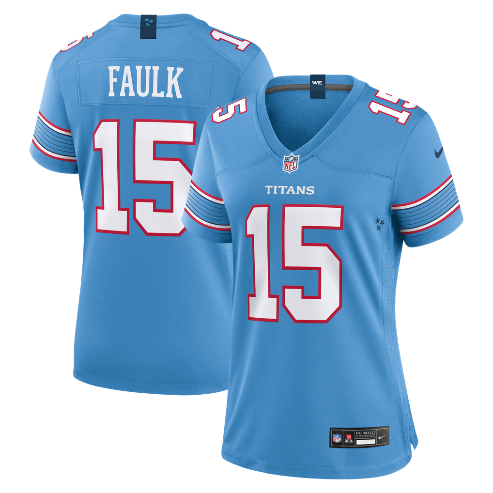 Women's Tennessee Titans Keldric Faulk Light Blue Team Game Jersey