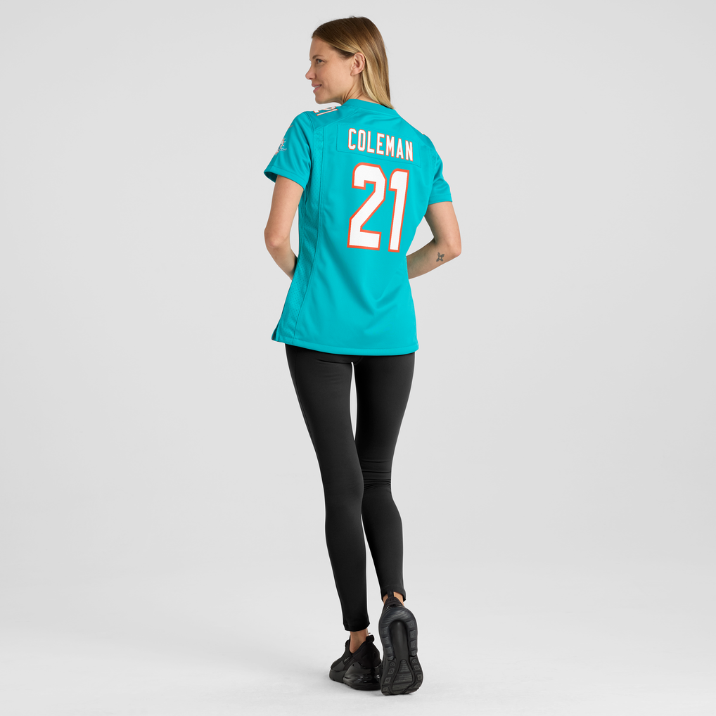 Women's Miami Dolphins Kevin Coleman Aqua Team Game Jersey