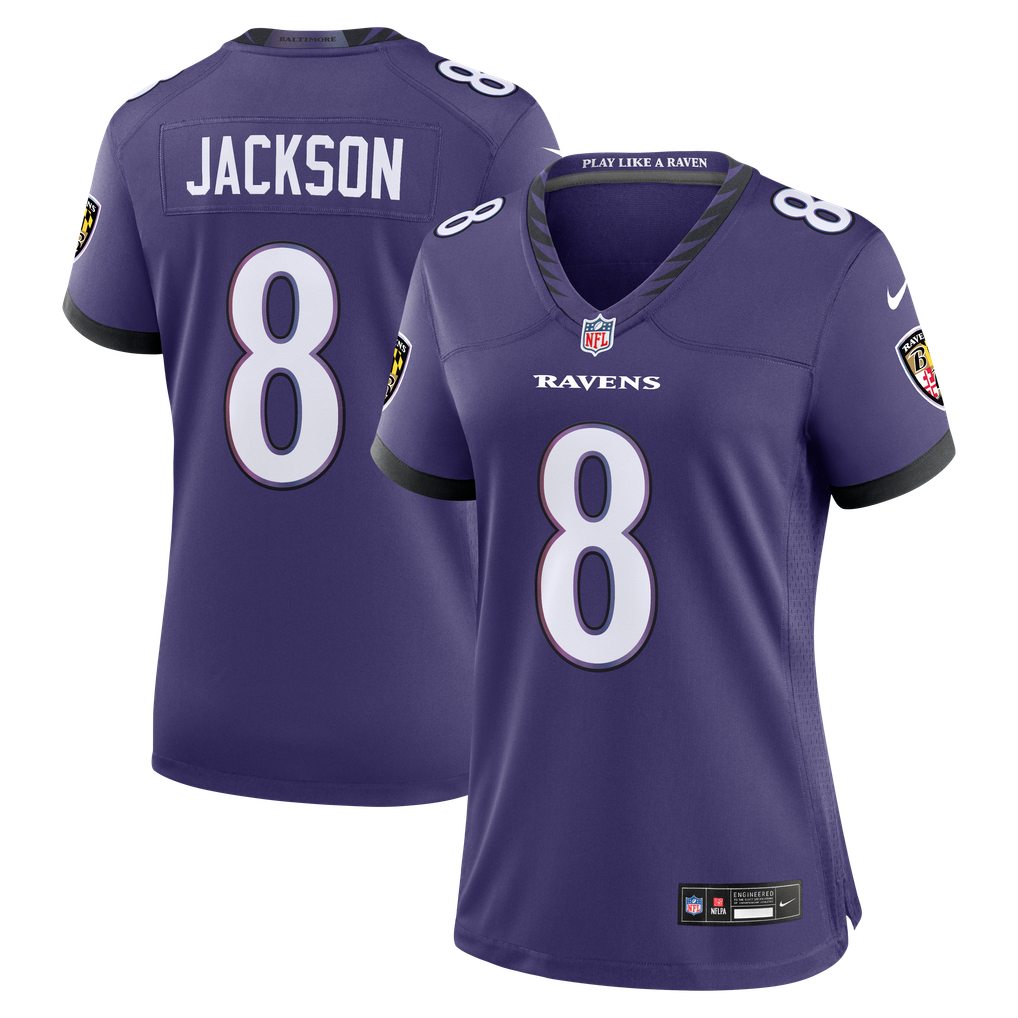 Women's Baltimore Ravens Lamar Jackson Purple Team Game Jersey