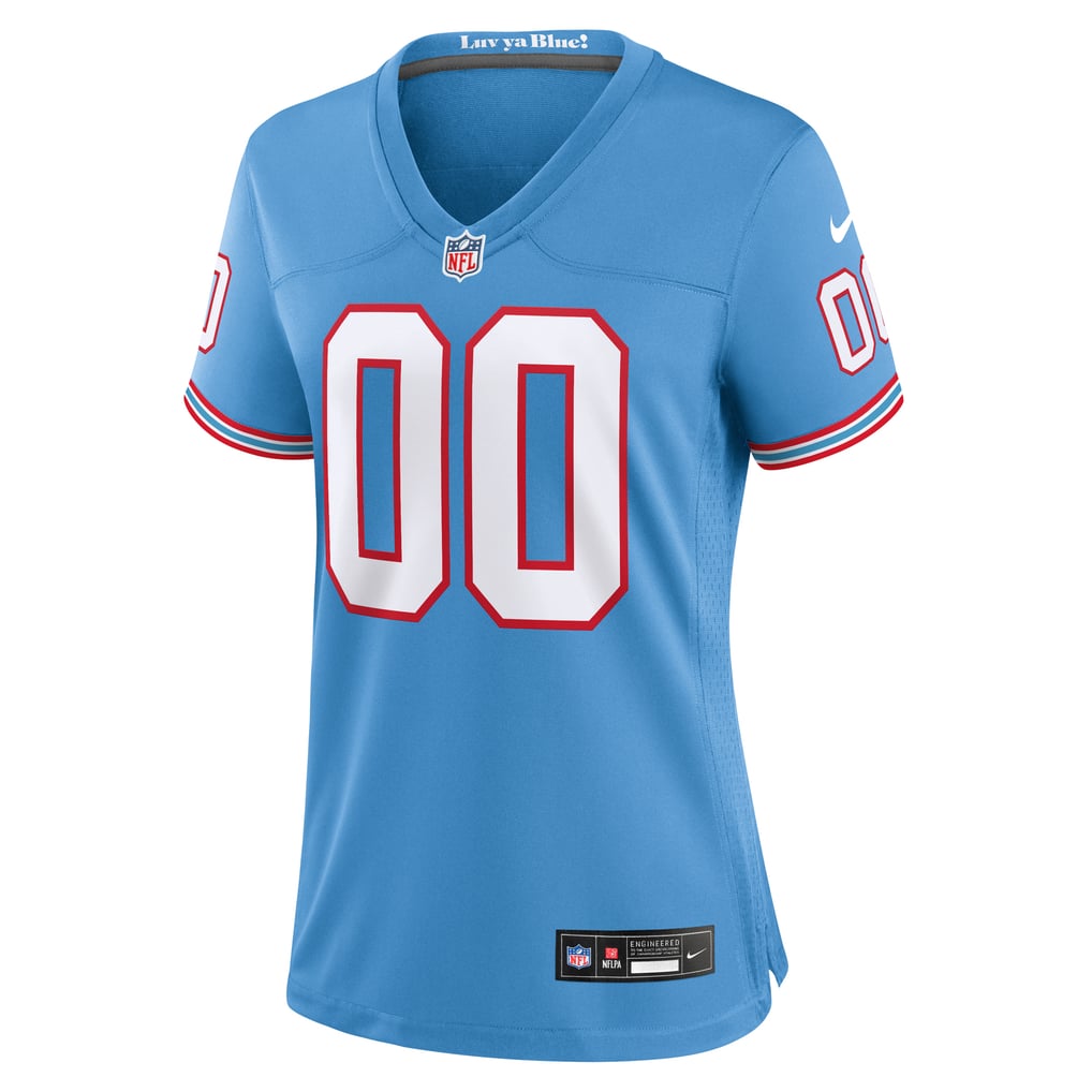 Women's Tennessee Titans Light Blue Oilers Throwback Custom Game Jersey