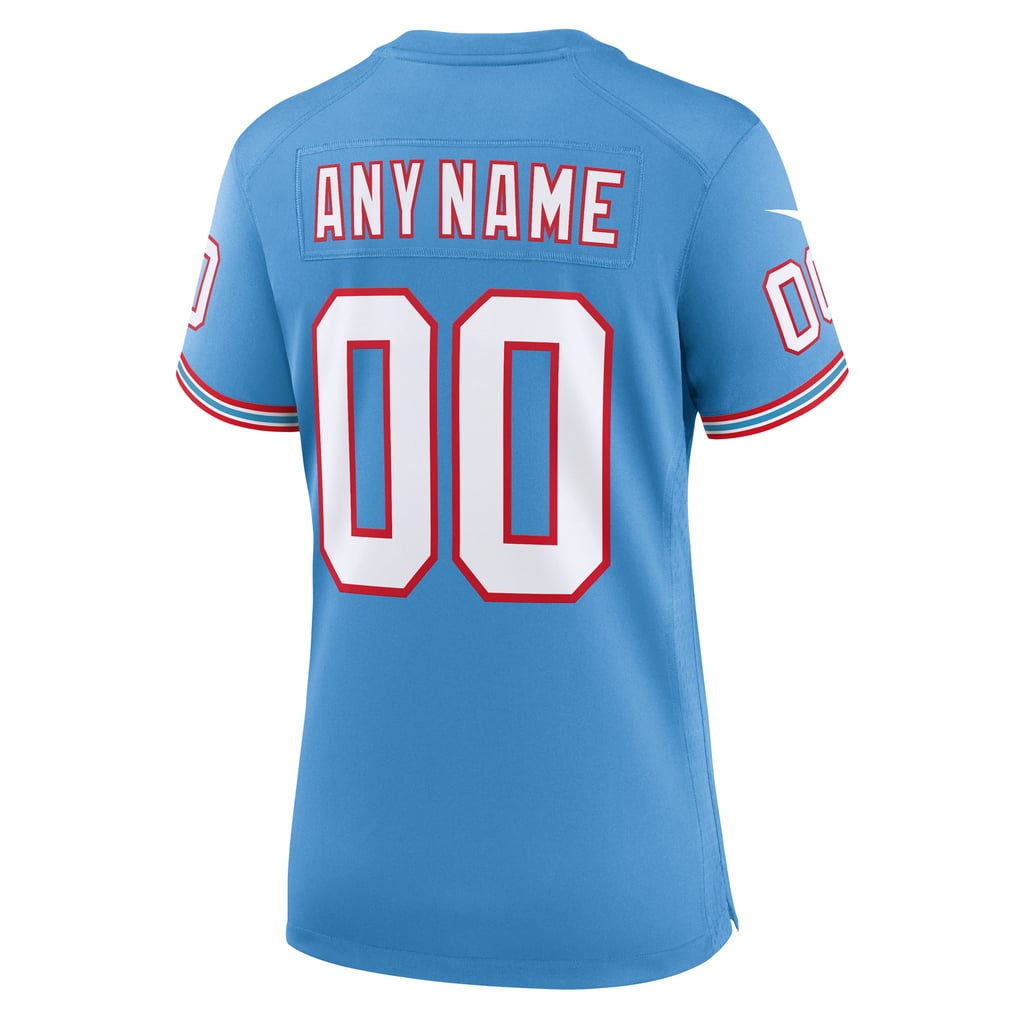 Women's Tennessee Titans Light Blue Oilers Throwback Custom Game Jersey