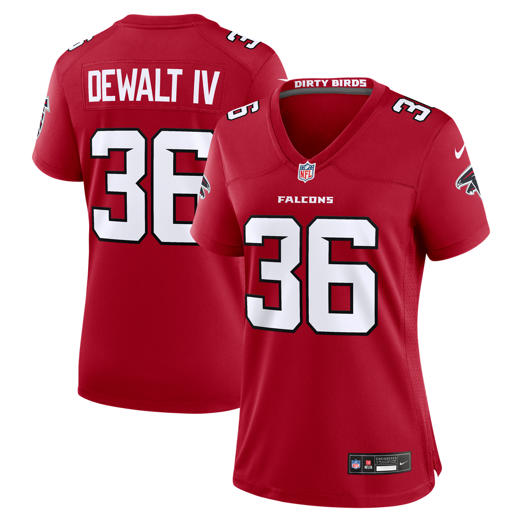 Women's Atlanta Falcons Malcolm DeWalt IV Red Team Game Jersey
