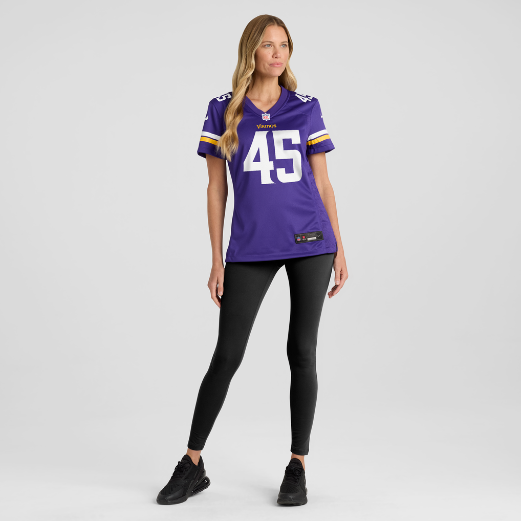 Women's Minnesota Vikings Max Bredeson Purple Team Game Jersey