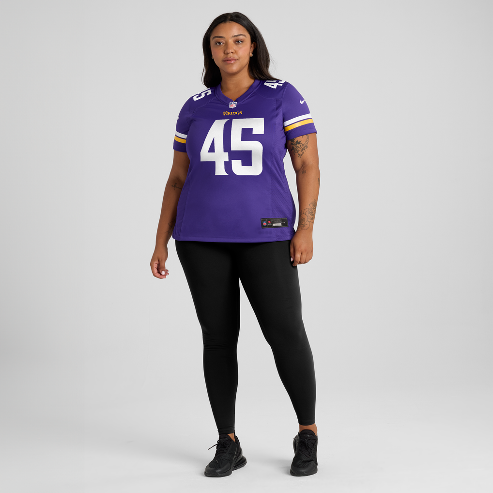 Women's Minnesota Vikings Max Bredeson Purple Team Game Jersey