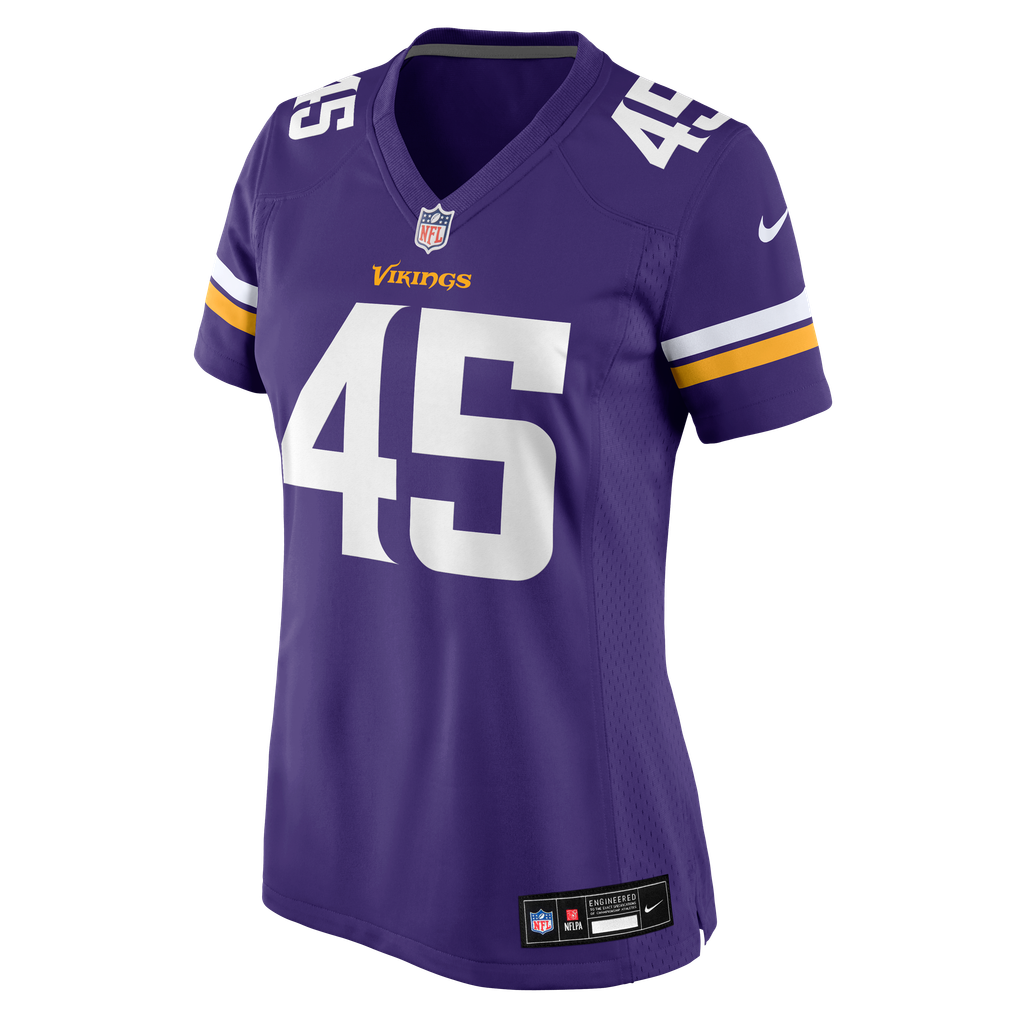 Women's Minnesota Vikings Max Bredeson Purple Team Game Jersey