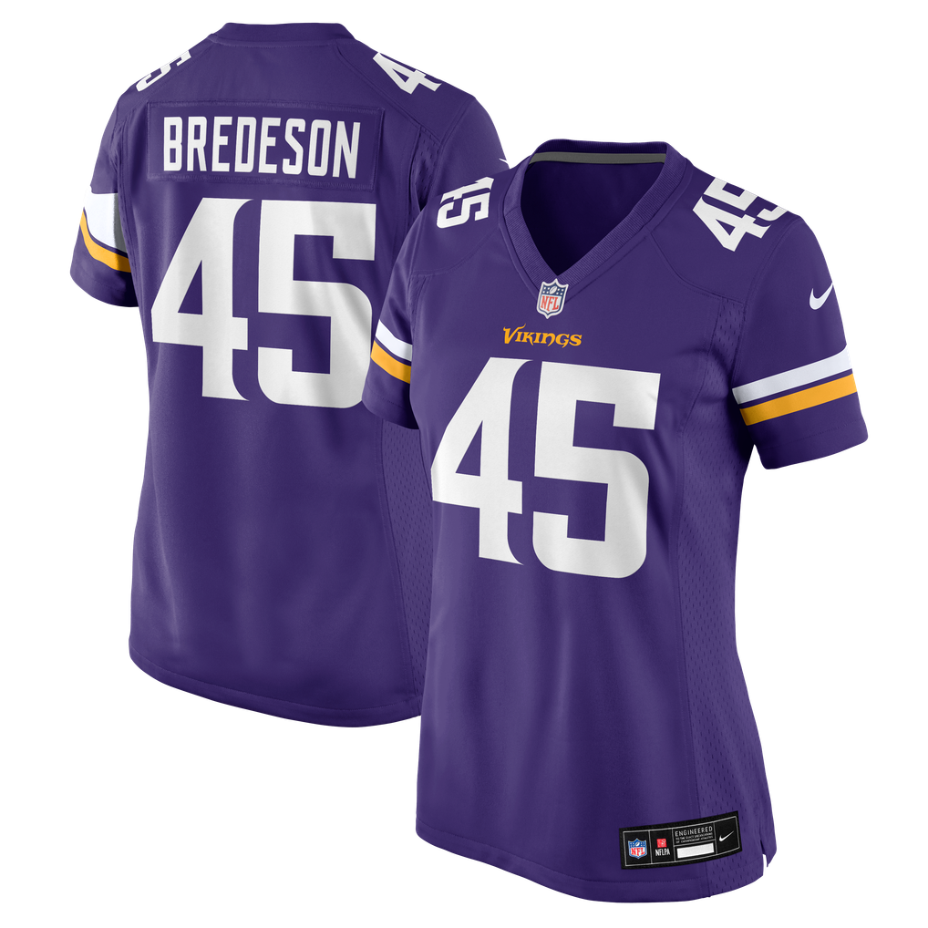 Women's Minnesota Vikings Max Bredeson Purple Team Game Jersey