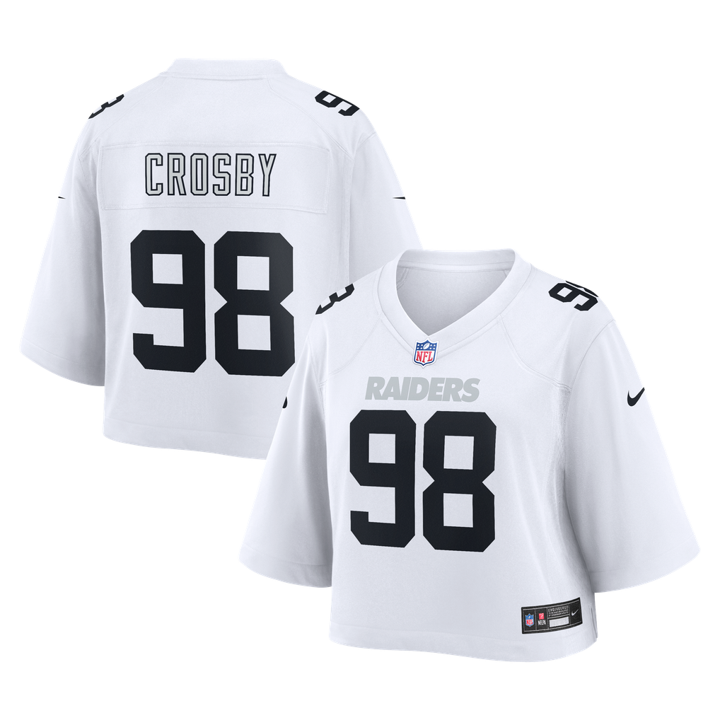 Women's Las Vegas Raiders Maxx Crosby White Cropped Fashion Game Jersey