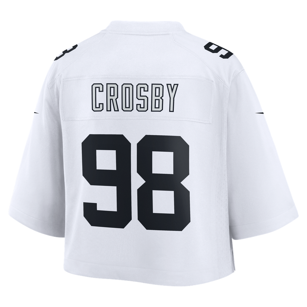 Women's Las Vegas Raiders Maxx Crosby White Cropped Fashion Game Jersey