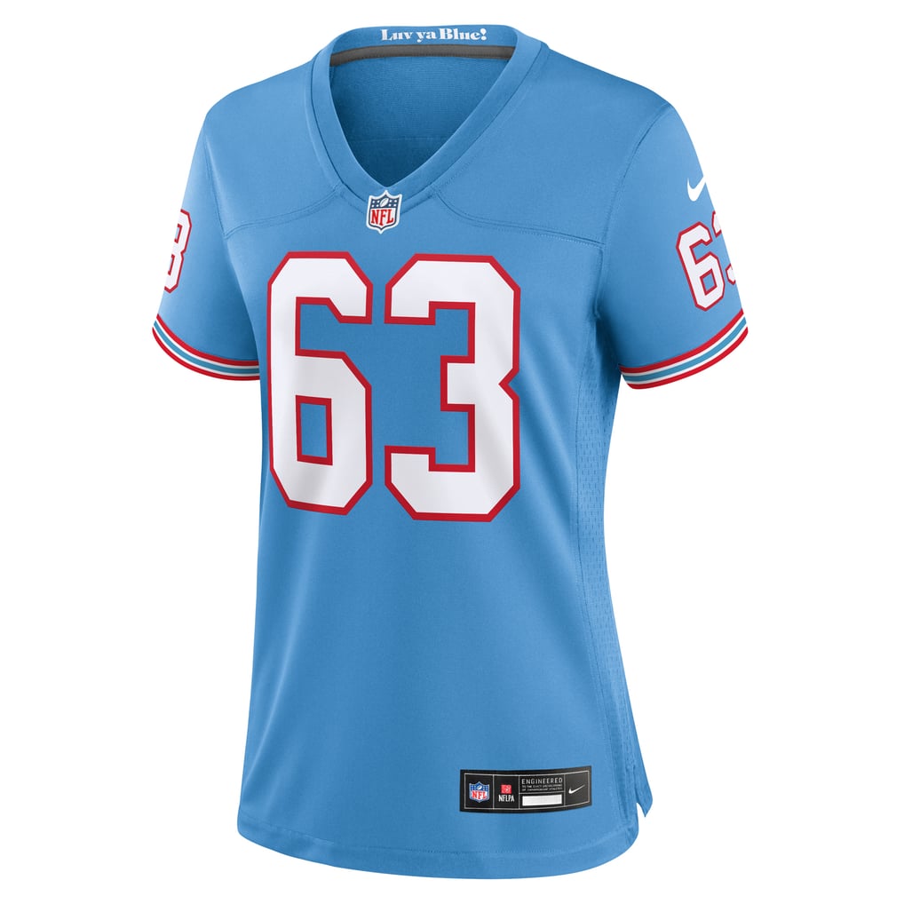 Women's Tennessee Titans Mike Munchak Light Blue Oilers Throwback Retired Player Game Jersey