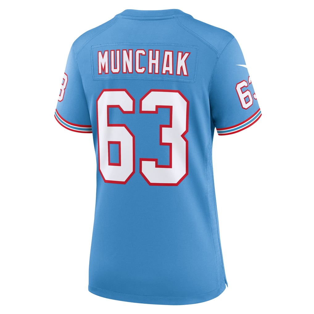 Women's Tennessee Titans Mike Munchak Light Blue Oilers Throwback Retired Player Game Jersey