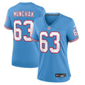 Women's Tennessee Titans Mike Munchak Light Blue Oilers Throwback Retired Player Game Jersey