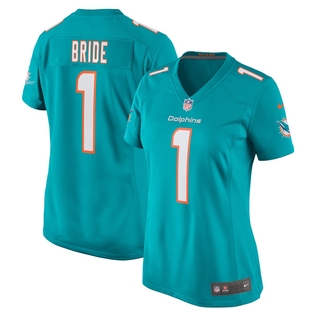 Women's Miami Dolphins Number 1 Bride Aqua Game Jersey