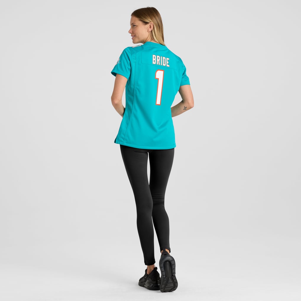 Women's Miami Dolphins Number 1 Bride Aqua Game Jersey