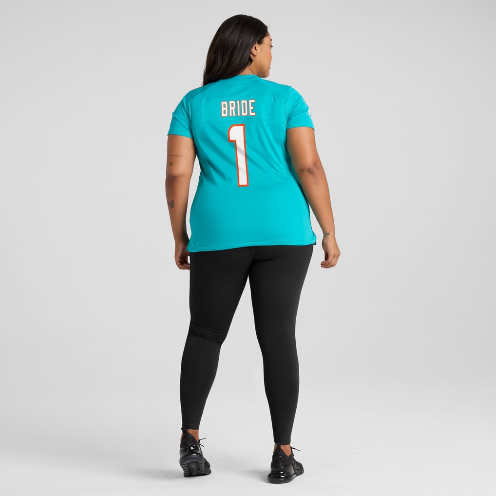 Women's Miami Dolphins Number 1 Bride Aqua Game Jersey