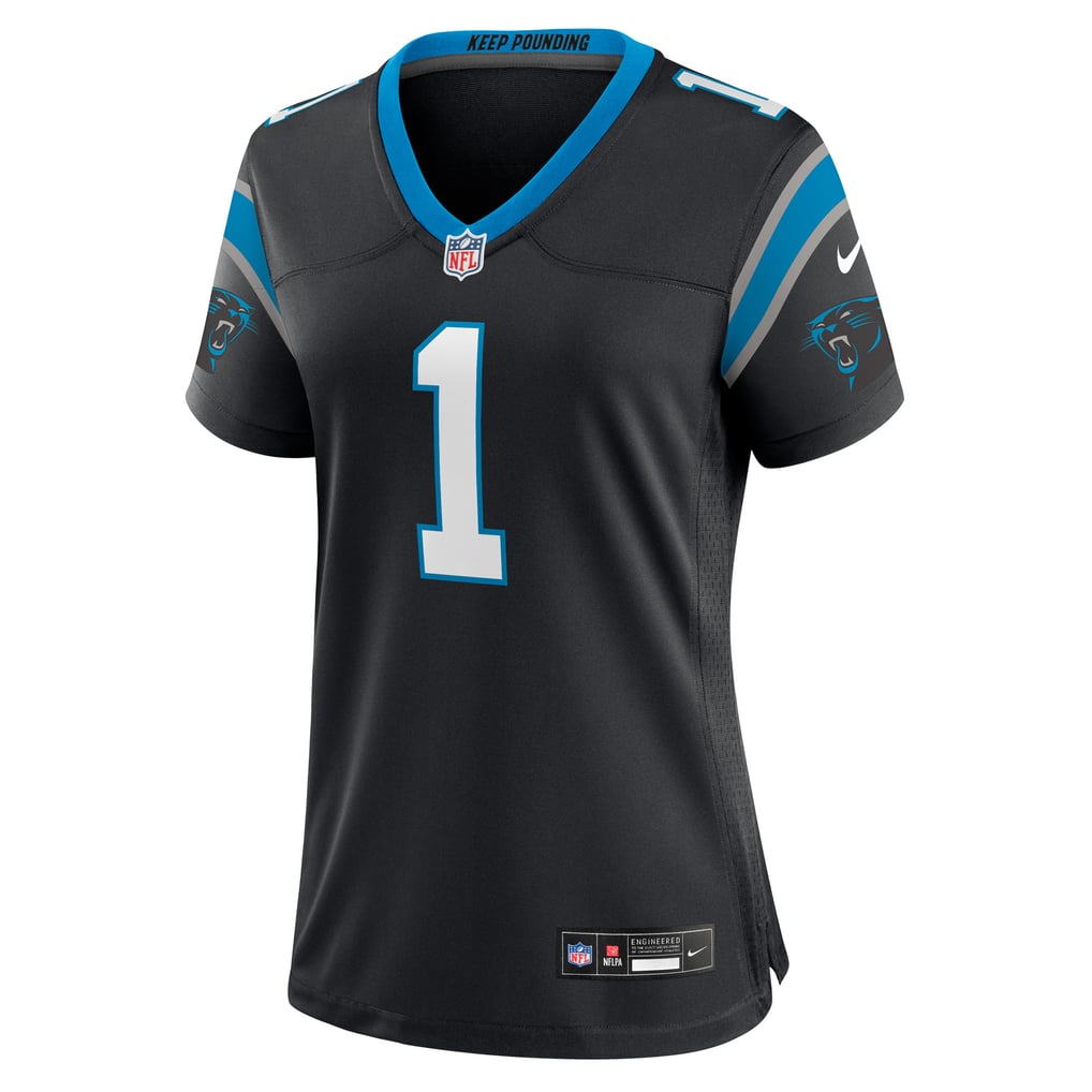 Women's Carolina Panthers Number 1 Bride Black Game Jersey